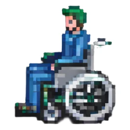 man with a visible physical disability, such as using a wheelchair or prosthetic limb sticker