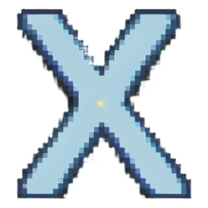 Just the letters X1X, no faces, pixel art typography sticker