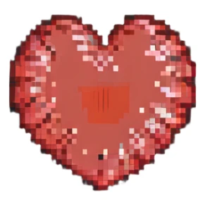 classic bright red pixel art heart reminiscent of iPhone emoji sticker