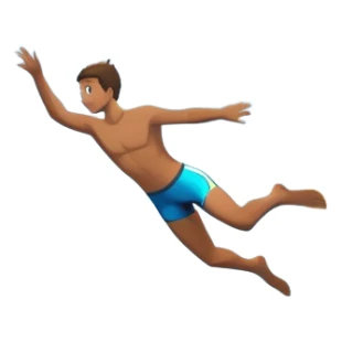 A diver mid-air, plunging from a high cliff into the sparkling ocean below. The background features rugged cliffs, clear blue water, and a bright sky, emphasizing the excitement and danger of the sport with a sense of freedom and adventure. sticker