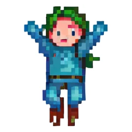 happy emotion, person jumping for joy, pixel art style sticker