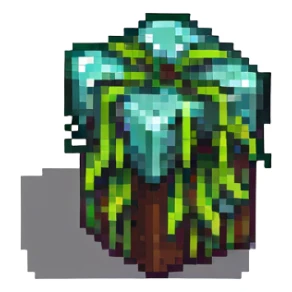 blocky minimal square pixel art Minecraft grass block, very simple shapes sticker