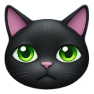 black fat cat whith green eyes and purple collar sticker