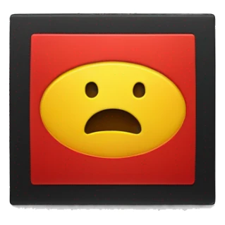 A wavy black and red rectangle with a medium sized yellow circle in the middle" or "A black and red rectangle with a medium sized yellow circle in the middle sticker