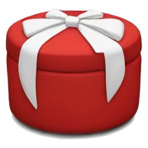 Red round ottoman with a white bow on it sticker