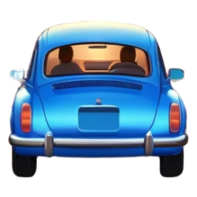 A parked blue car sits quietly on the side of an open road, facing a breathtaking sunset. Two people stand outside, backs turned, watching the horizon. The road stretches endlessly ahead, surrounded by a peaceful, glowing landscape full of light, warmth, and possibilit sticker