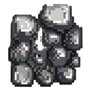 tin ore chunk with classic video game look sticker