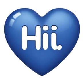 Dark blue heart with the words hi in the middle  sticker