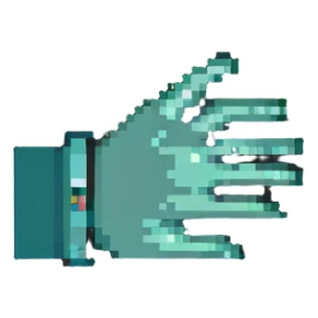 pixel art of hands showing the pasha technique, minimal and recognizable sticker