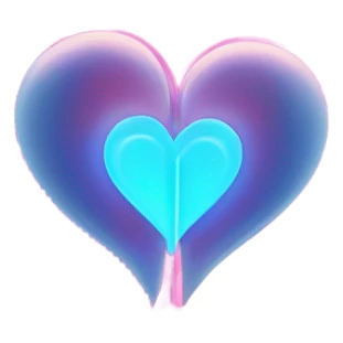 Blue glowing neon 2 halves of the heart sticker