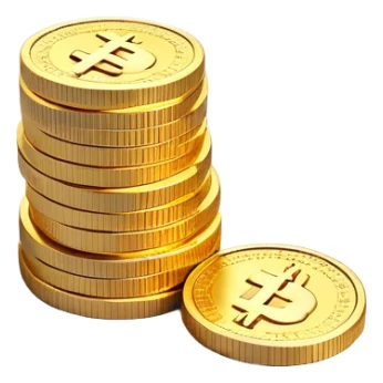 Clash of Clans aesthetic: Cinematic Playful Pixel 3D Coin Stack Emoji, rendered in a 3D vector-style similar to standard emojis with minimal shading and bold, simplified shapes. A compact, distinct form with signature details, softly glowing with a pixelated adventure charm. Simplified yet unmistakably iconic, highly detailed and consistent, glowing with a soft radiance and high shine. Stylized with a touch of classic pixel-art charm and a soft glowing outline, capturing the essence of a beloved gaming relic with a friendly, playful manner! sticker