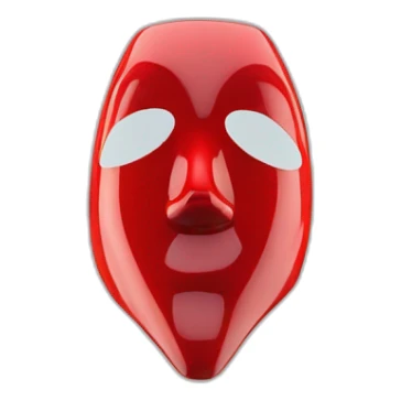 distant view of abstract colorful shiny mask in red coat, 4K resolution sticker