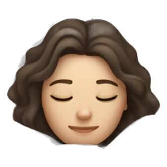 Brunette Caucasian woman sleeping in gray bed sticker