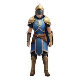 An icon featuring a hero with a closed visor, standing in a majestic, mystical landscape, inspired by RPGs like Elden Ring. The design includes a stunning, ethereal background with towering castles and distant mountains, symbolizing the adventure and mystery. Transparent background sticker