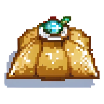 Convert the diamond samosa image to pixel art style with a shining border around it. Keep the background transparent. sticker