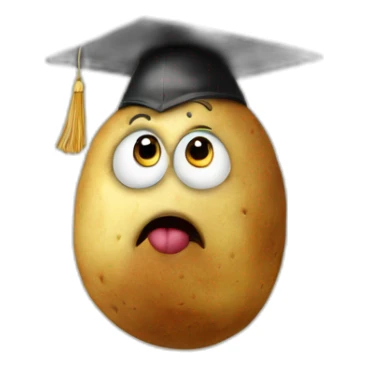 a shocked potato in a graduation cap sticker