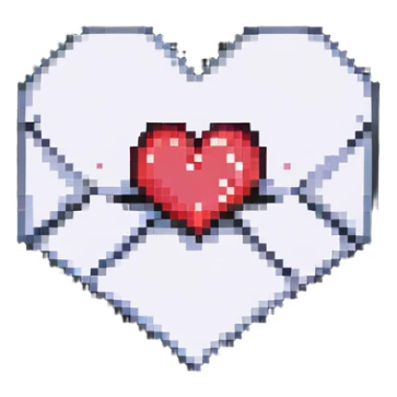 Pixelated love letter with a heart seal sticker