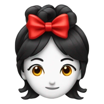 black open hair from behind with a red bow sticker