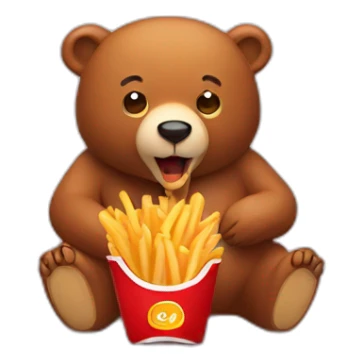 bear eating fries chicken sticker