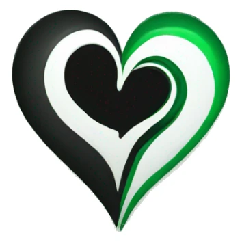 Half black and half Green swirl heart sticker