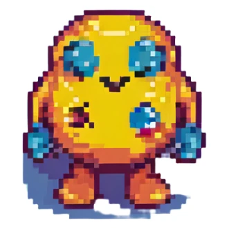 Pac-Man character, pixel art style, retro video game look sticker