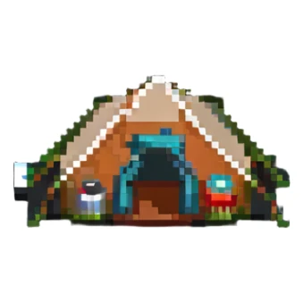 white and green camping tent sticker
