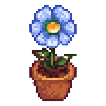 transparent flower, simple and colorful pixel art style sticker