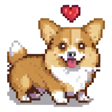 A corgi with a heart next to him sticker
