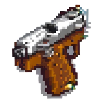 A pixel art style gun, simple and clear. sticker