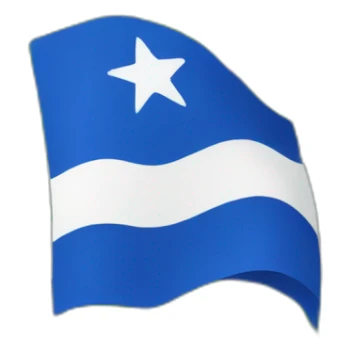 flag with horizontal colors from top to bottom: blue, white, green sticker