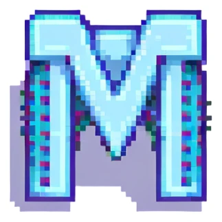 bold and clear letter M in pixel art style sticker