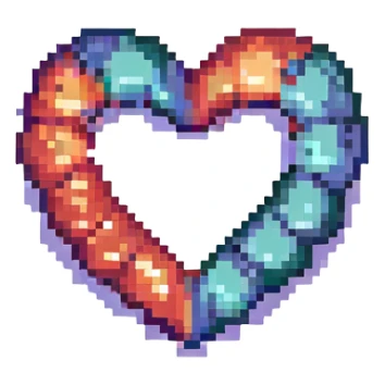 abstract representation of love and connection, using pixelated shapes and colors, no explicit imagery sticker