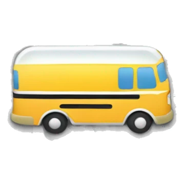 Create an emoji of a bus or shuttle with a location pin on it to symbolize real-time tracking for transportation. sticker