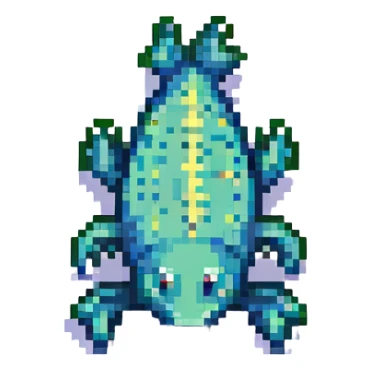 tadpole with two legs, pixel art style sticker