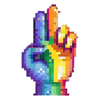 zesty hand gesture with rainbow details sticker