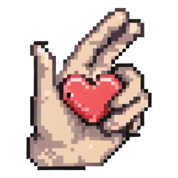 Korean finger heart, hand gesture making small heart shape sticker