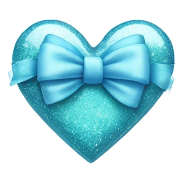 pastel blue sparkly heart with bow sticker