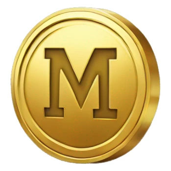 golden pixel coin with letter m sticker