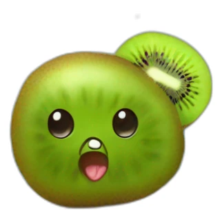 kiwi fruit with face holding up laptop sticker