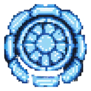 gear icon pixel art with blue tint sticker