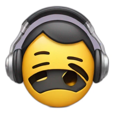 Sad emoji with headphones  sticker