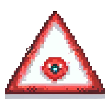 A blood-red triangle with a glowing eye inside, symbol of FOE sticker