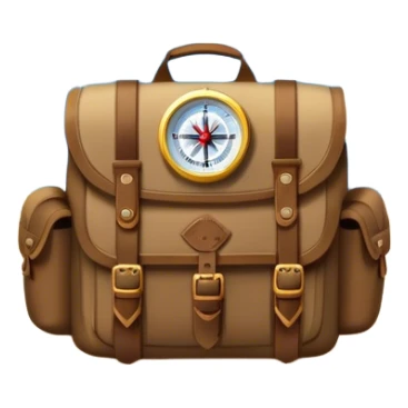 Icon for Expeditions: a compass, a map, a backpack and a rugged expedition jeep, set against a backdrop of snowy mountains, sand dunes and tropical islands. The icon should capture the spirit of adventure and exploration in diverse landscapes. Transparent background. sticker