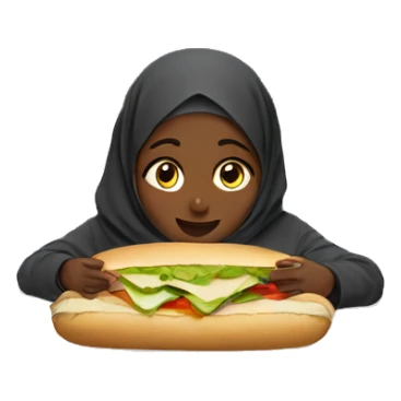 Black Hijabi eating sandwich in bed sticker