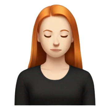 Aesthetic Ginger girl straight hair in black meditating  sticker