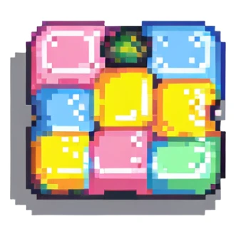 pixelated chewing gum in vibrant colors sticker
