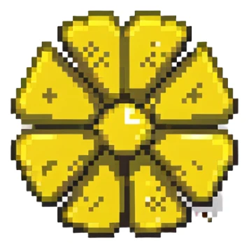 Pixel art radiation hazard warning trefoil symbol in yellow and black sticker