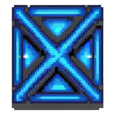 colored square pixel art of Galxe 3-stripe logo with three illuminated diagonal lines in blue, rest of squares in gray sticker