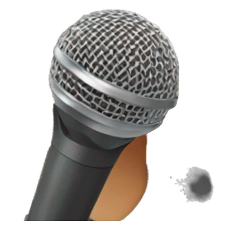 happy girl-with-long-brown-straight-hair-brown-eyes-holding microphone sticker