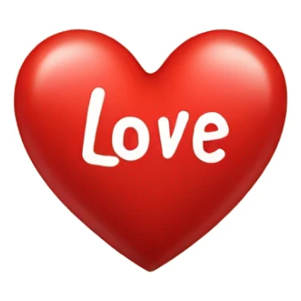 Big red heart emoji with the word love written in it sticker